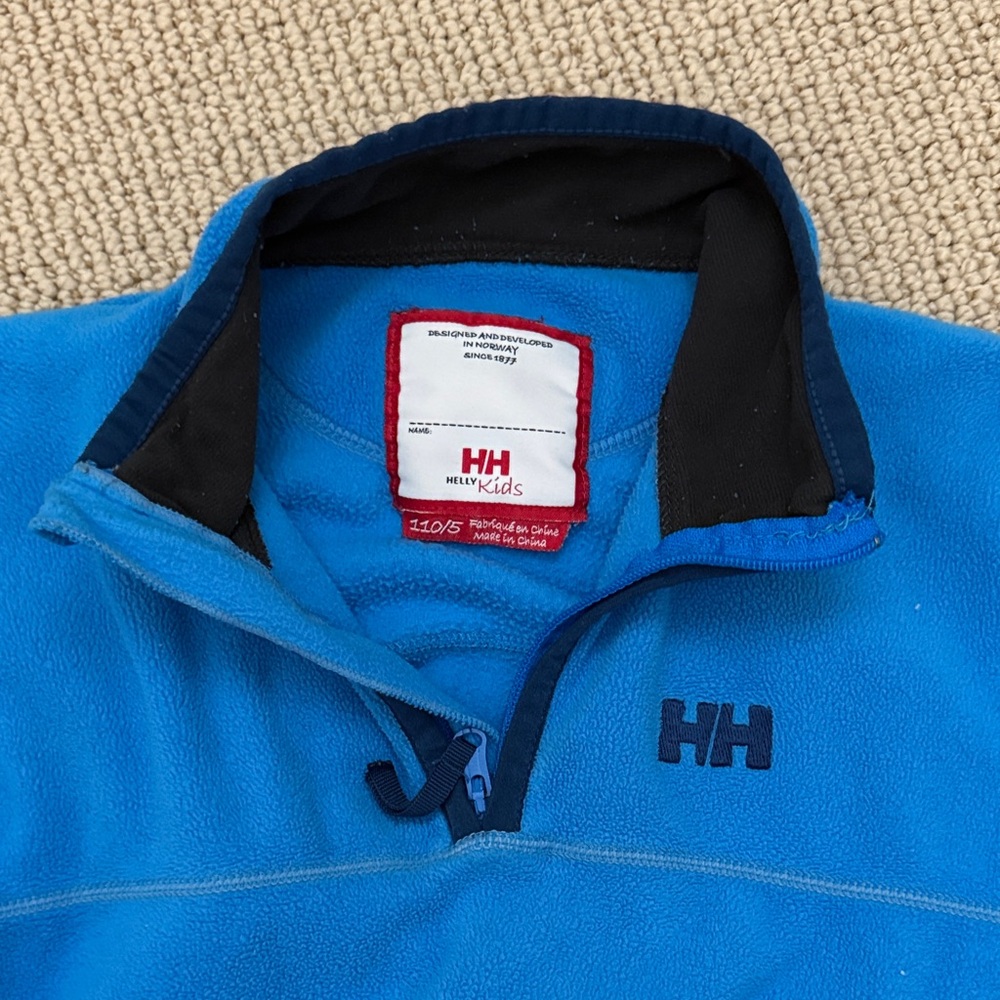 Like New Helly Hansen Boys Blue Polartec Fleece Pullover size 110/5 - Picture 4 of 6